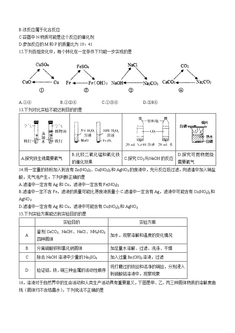 2022年山东省泰安新泰市中考一模化学试题03