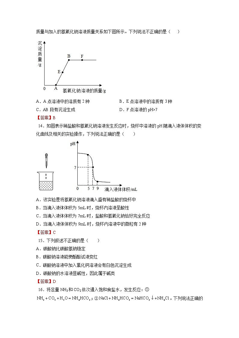 第7章 应用广泛的酸、碱、盐(综合测评卷)-2021-2022学年九年级化学下册精品课堂课同步检测卷(沪教版)(解析版)第3页
