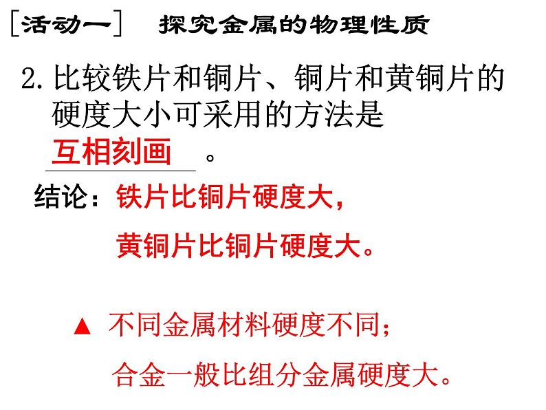 人教版(五四制)九年级化学 1.4 实验活动1 金属的物理性质和某些化学性质 课件05