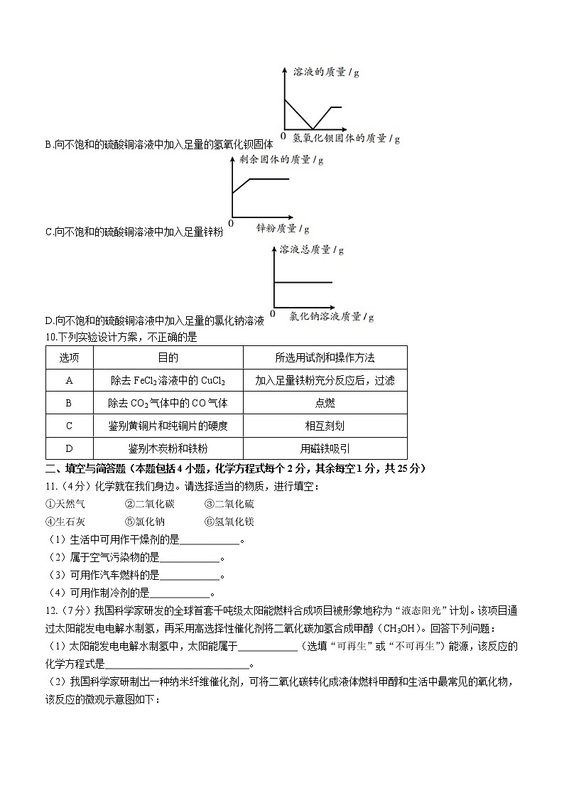 2022年甘肃省武威市高中招生及毕业会考模拟化学试题(三)(word版含答案)03