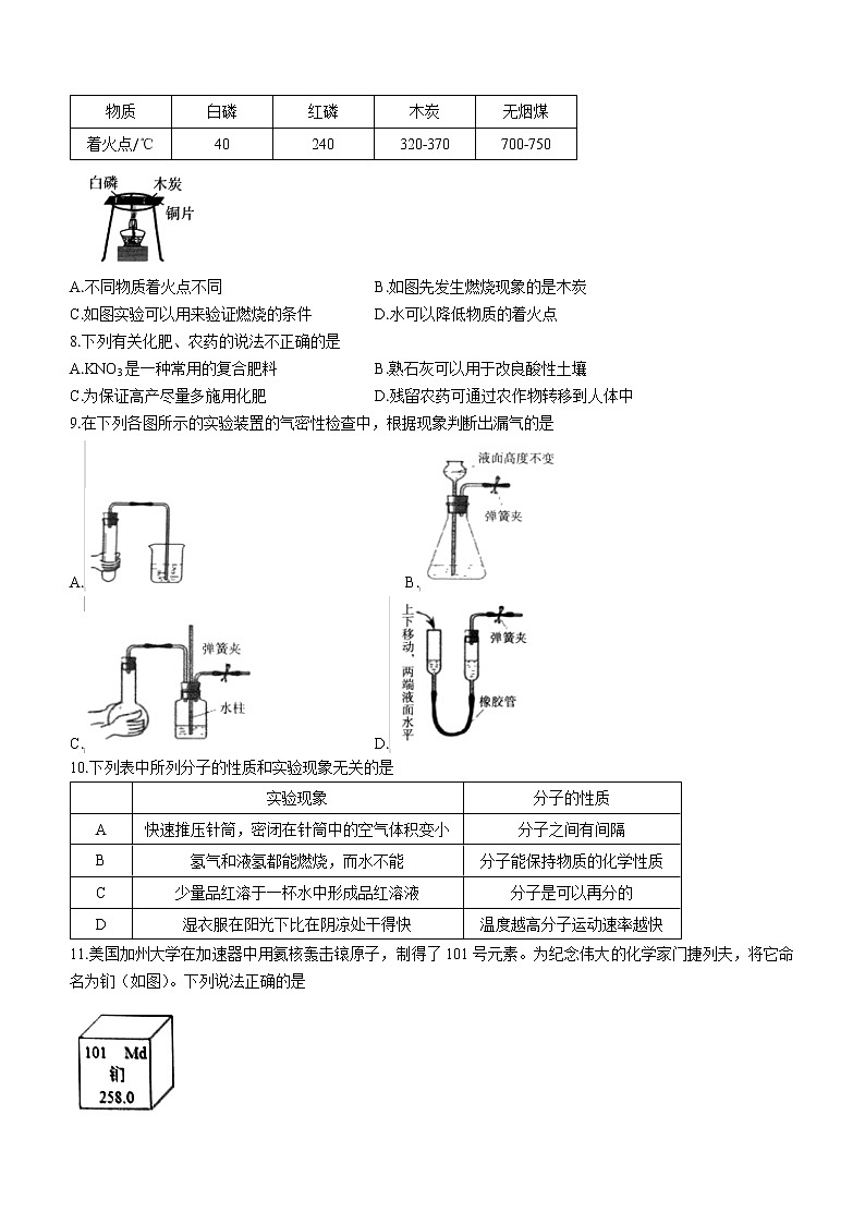 2022年四川省成都市成华区中考诊断化学试题02