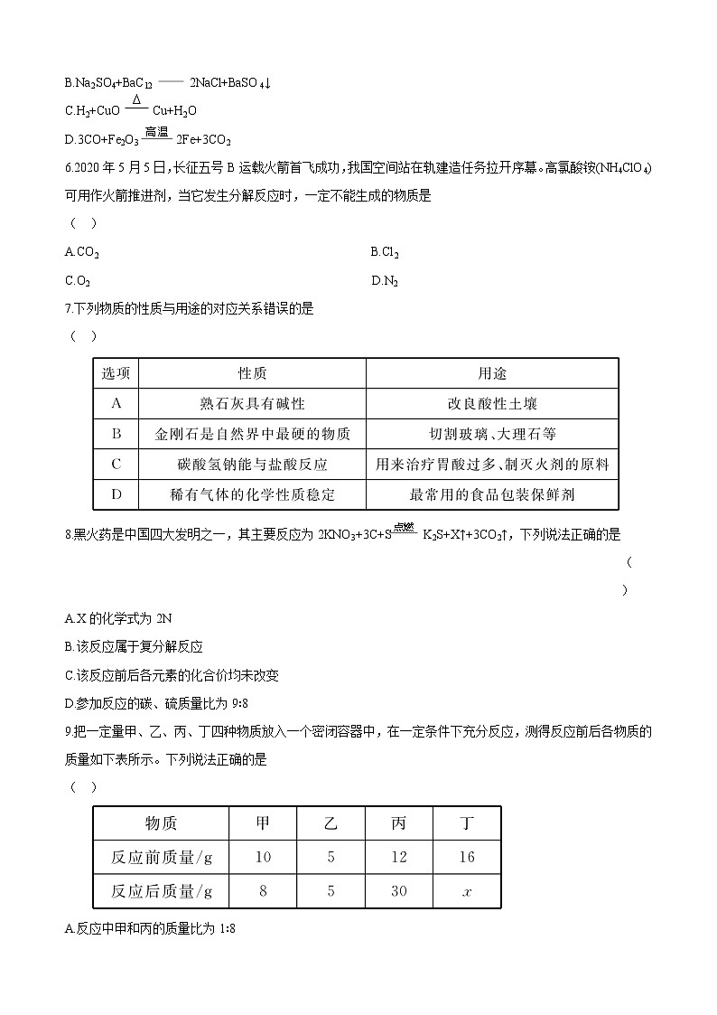 2022广东中考化学总复习 物质的化学变化 练习题第2页