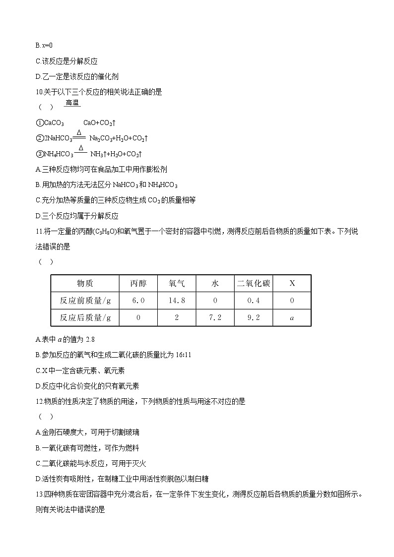 2022广东中考化学总复习 物质的化学变化 练习题第3页