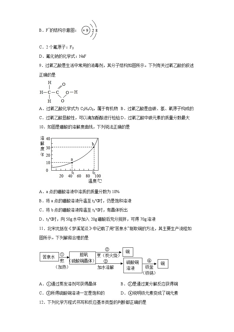 2022年山东省泰安市东平县学业模拟考试化学试题(word版含答案)第3页