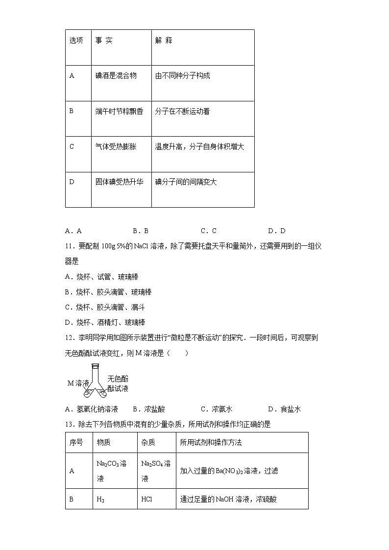 2022年山东省滨州市滨城区中考模拟化学试题(五)(word版含答案)03