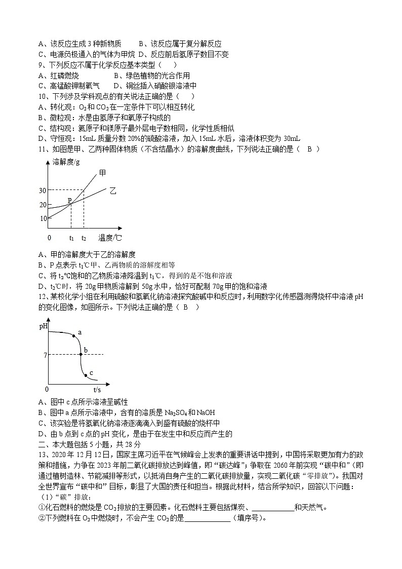 2022年安徽省中考化学预测卷(六)(word版含答案)第2页
