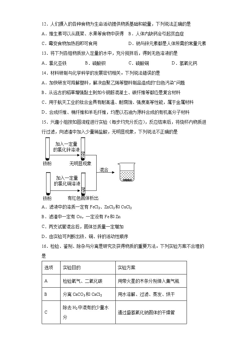 2022年山东省临沂市兰山区中考一模化学试题(word版含答案)03