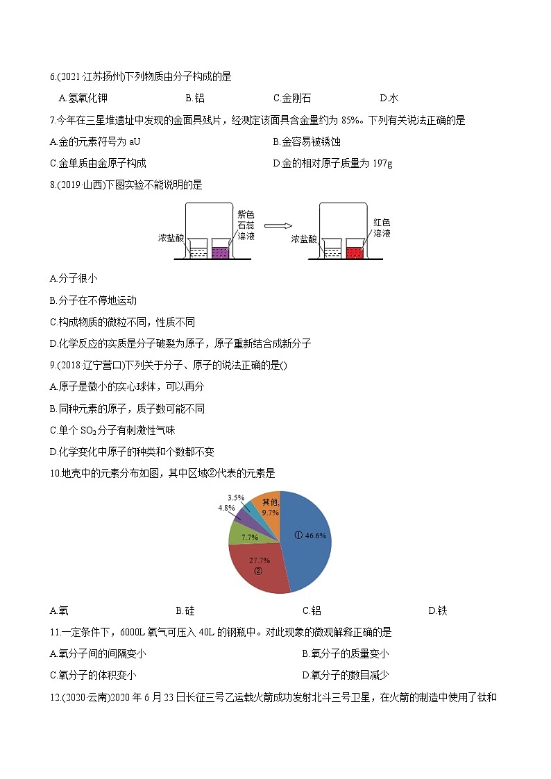 第3单元 物质构成的奥秘(练习)-2022年中考化学一轮复习讲练测(学生版)第2页