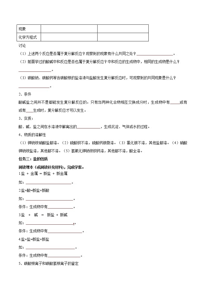 課題11.1 生活中常見的鹽(第2課時)-2021-2022學(xué)年九年級化學(xué)下冊精品導(dǎo)學(xué)案（原卷版）教案第2頁