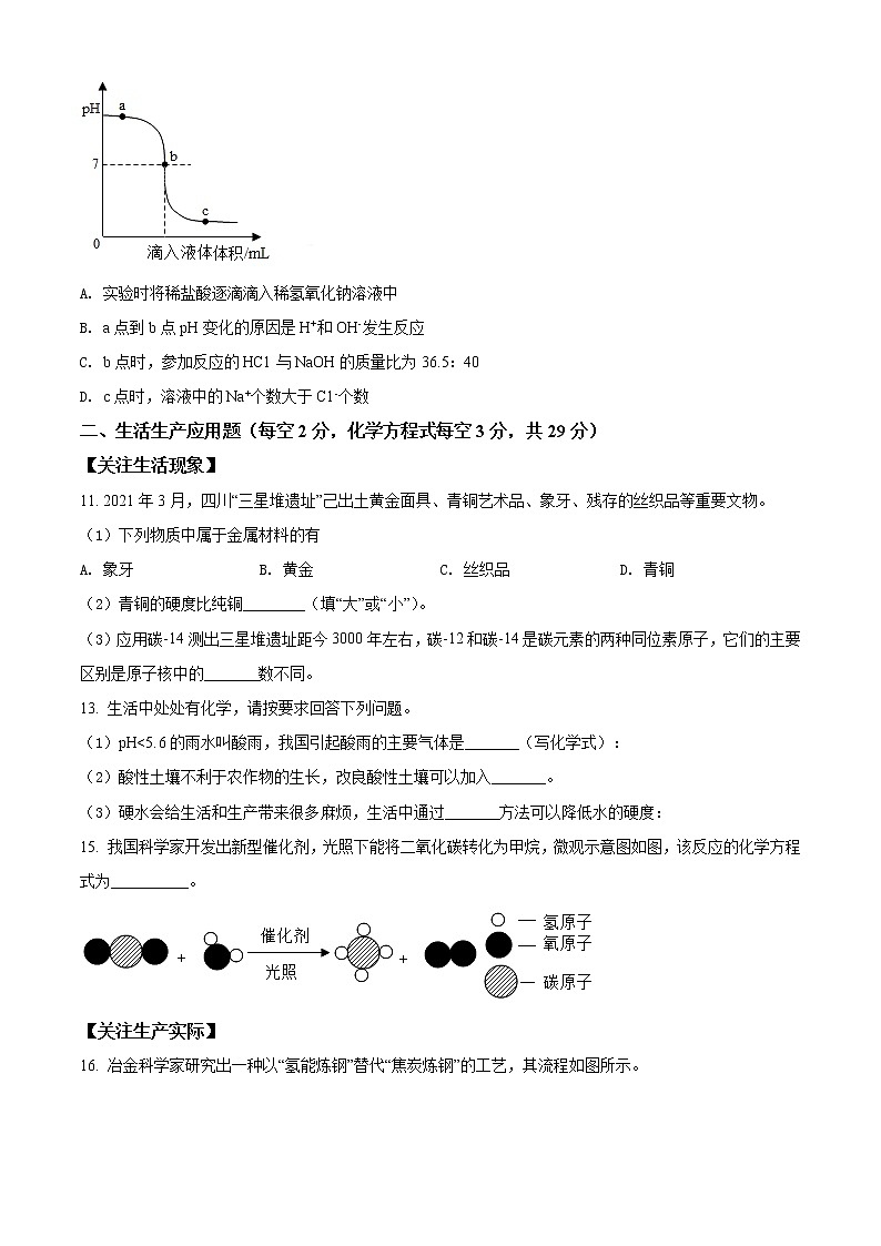 2022年山西省晋中市平遥县九年级下学期四月质量检测(一模)化学卷第3页