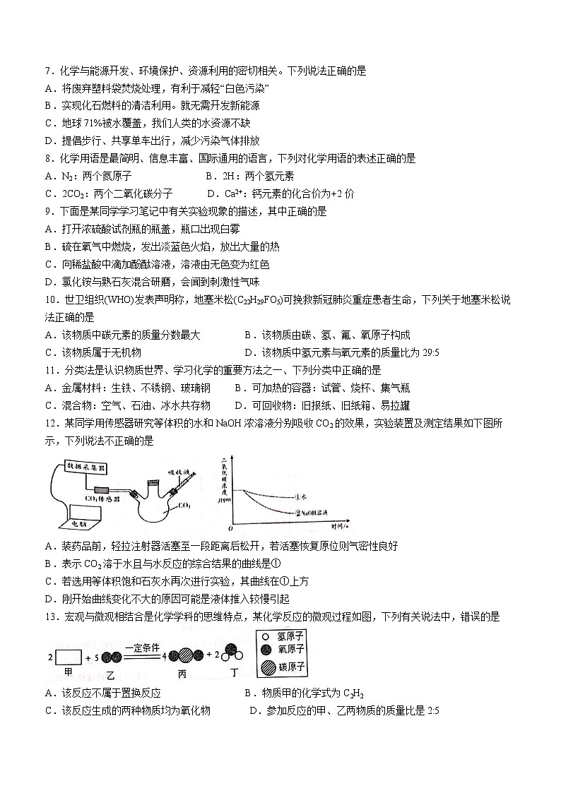 2022年山东省聊城市高唐县中考二模化学试题及答案第2页
