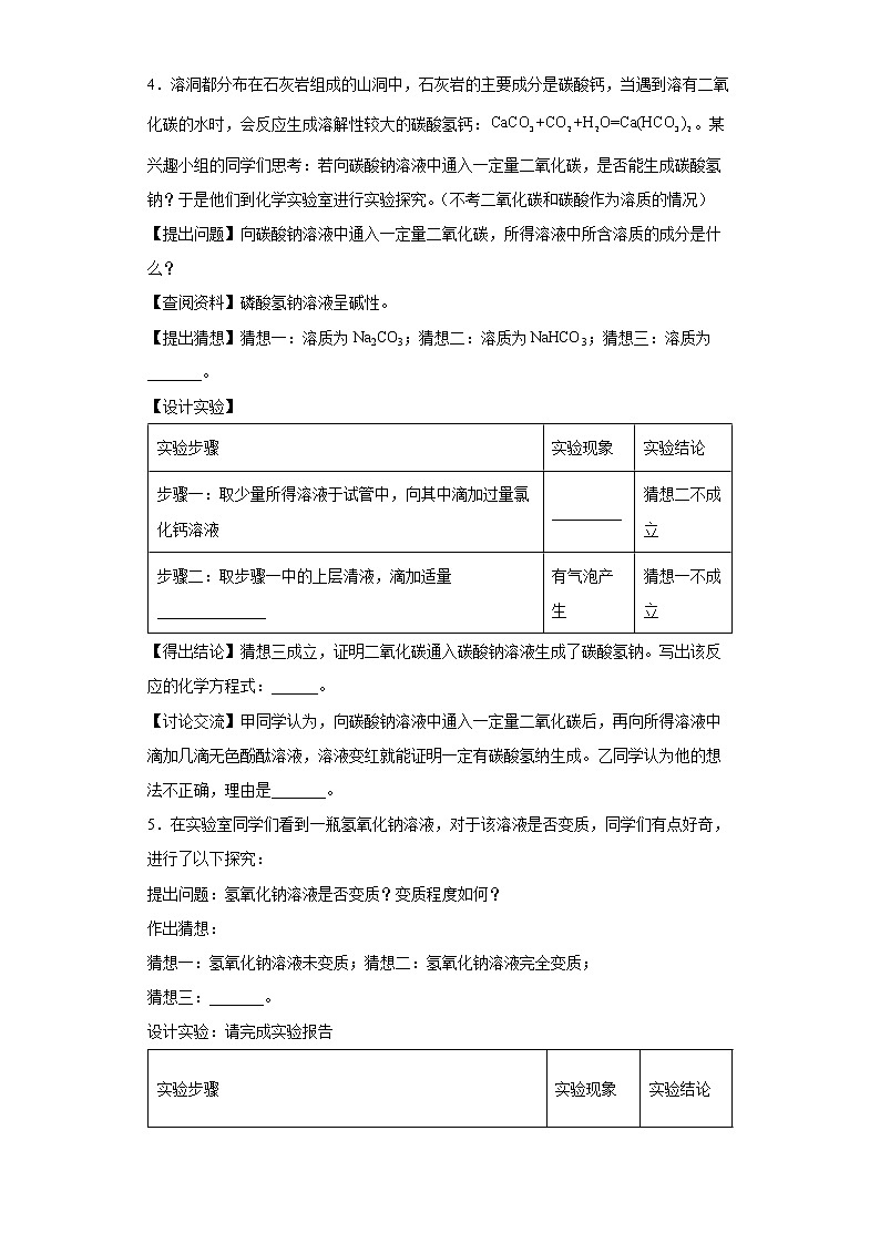 2022年中考化学备考科学探究题考前练习(有答案)03