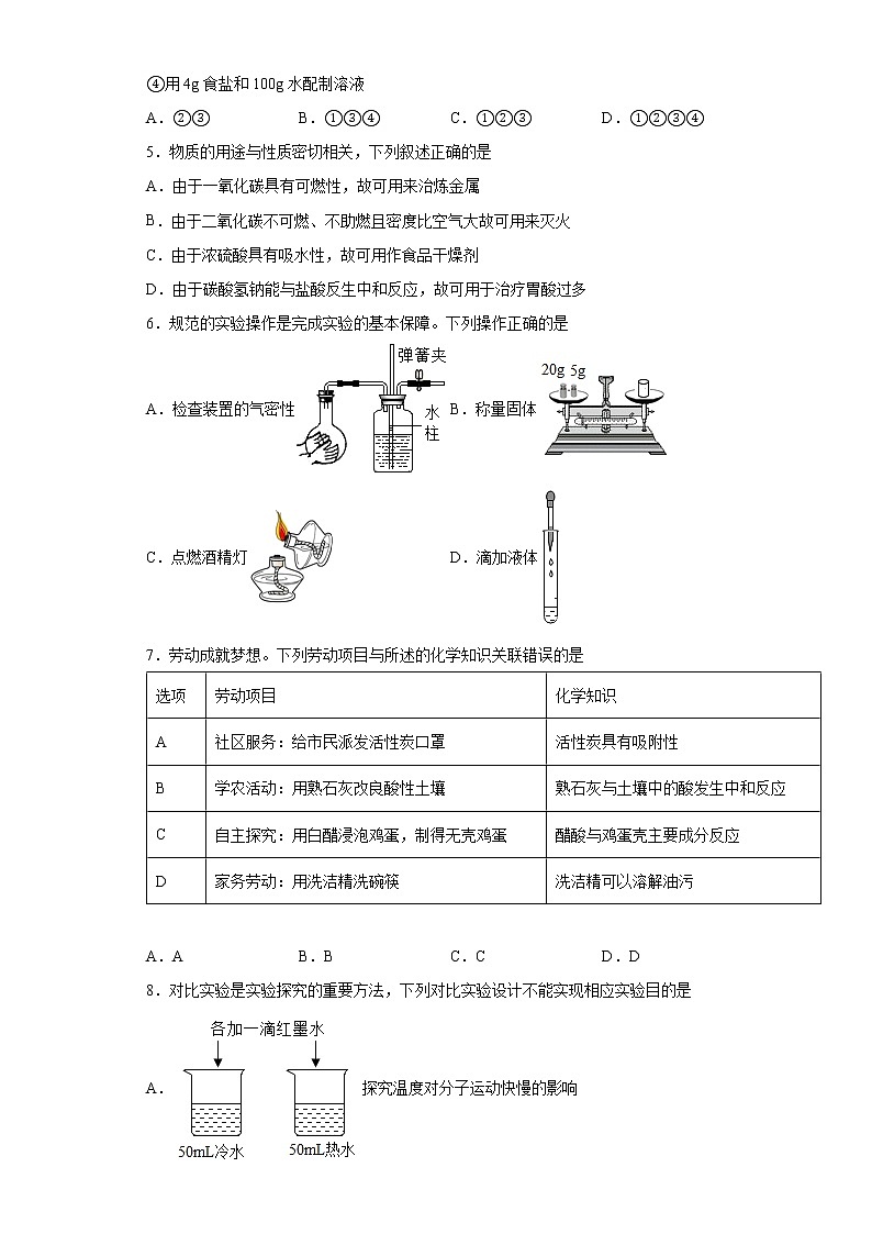 2022年山东省滨州市阳信县中考适应性训练化学试题(word版含答案)第2页