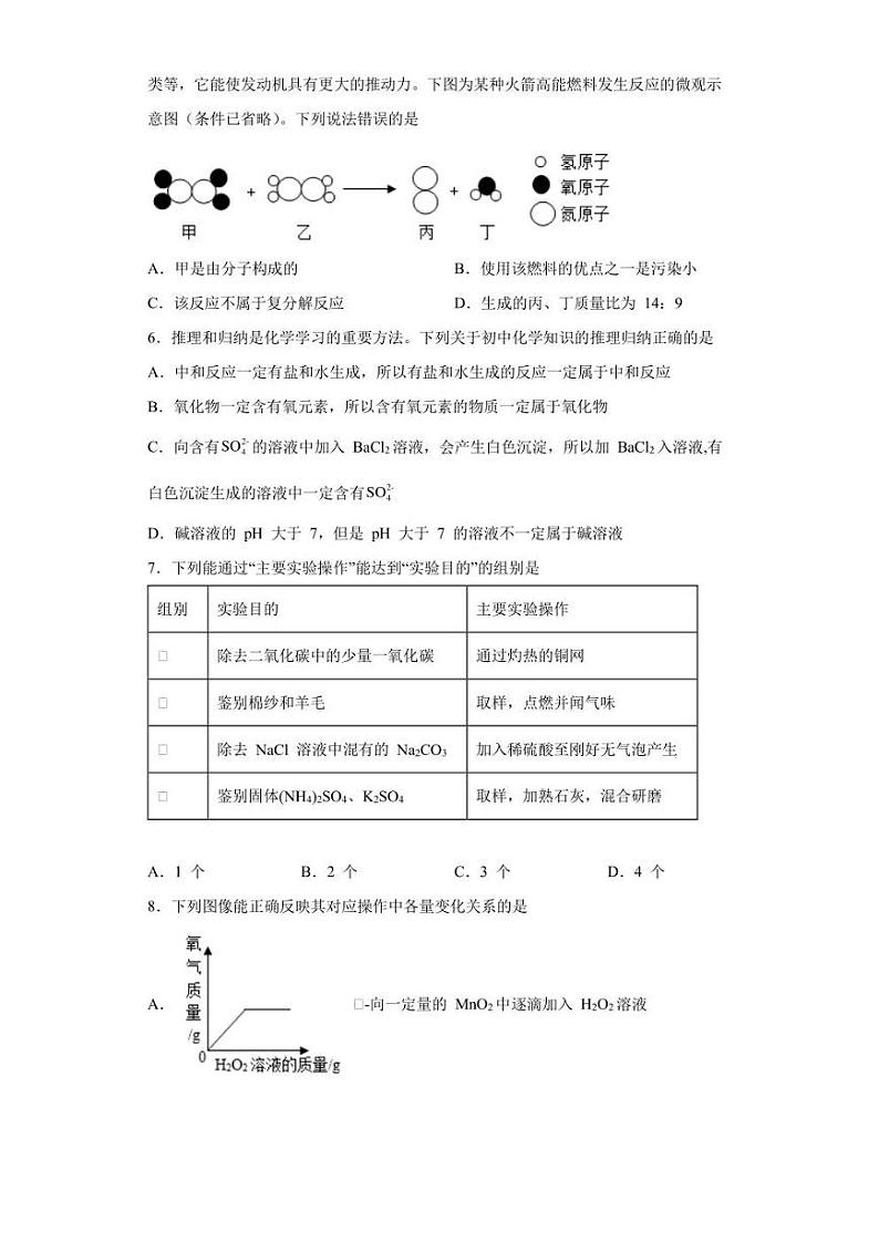 2022年湖北省随州市广水市中考适应性考试化学试题(含答案)第2页