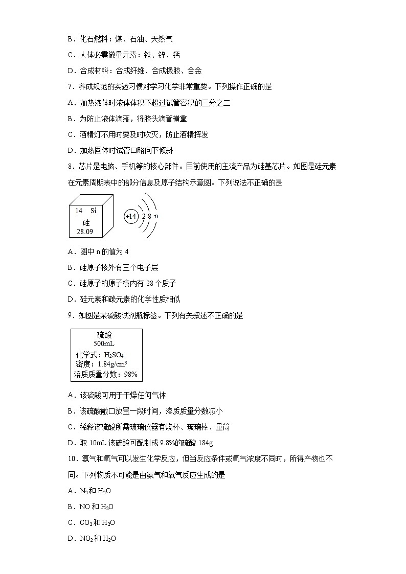 2022年河南省中招考试模拟化学试题(word版含答案)02