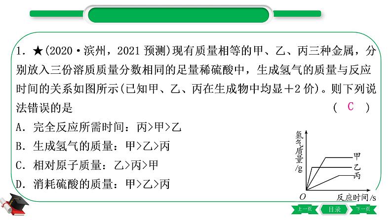 1-7 重难突破2 金属与酸反应的坐标曲线(精练)-2021年中考化学一轮复习精讲精练优质课件(全国通用)第2页