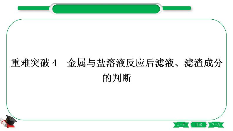 1-9 重难突破4 金属与盐溶液反应后滤液、滤渣成分的判断(精练)-2021年中考化学一轮复习精讲精练优质课件(全国通用)第1页