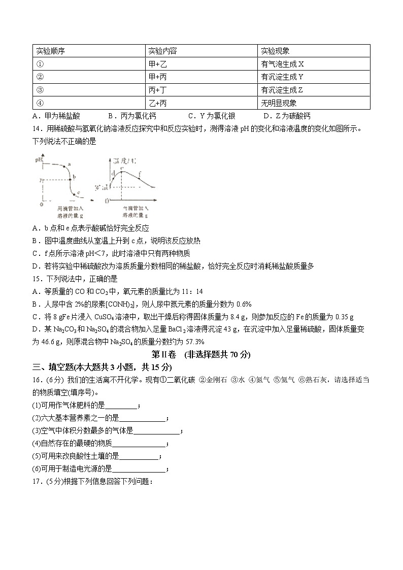 2022年天津市西青区初中毕业班学业考试化学调查试题(二)(有答案)第3页