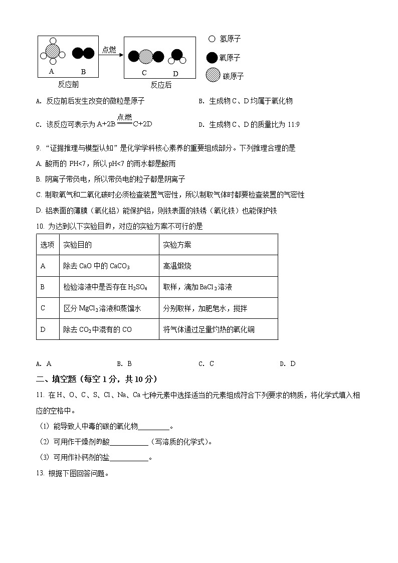 2022年吉林省白山市九年级统一模拟训练化学试题(有答案)第2页