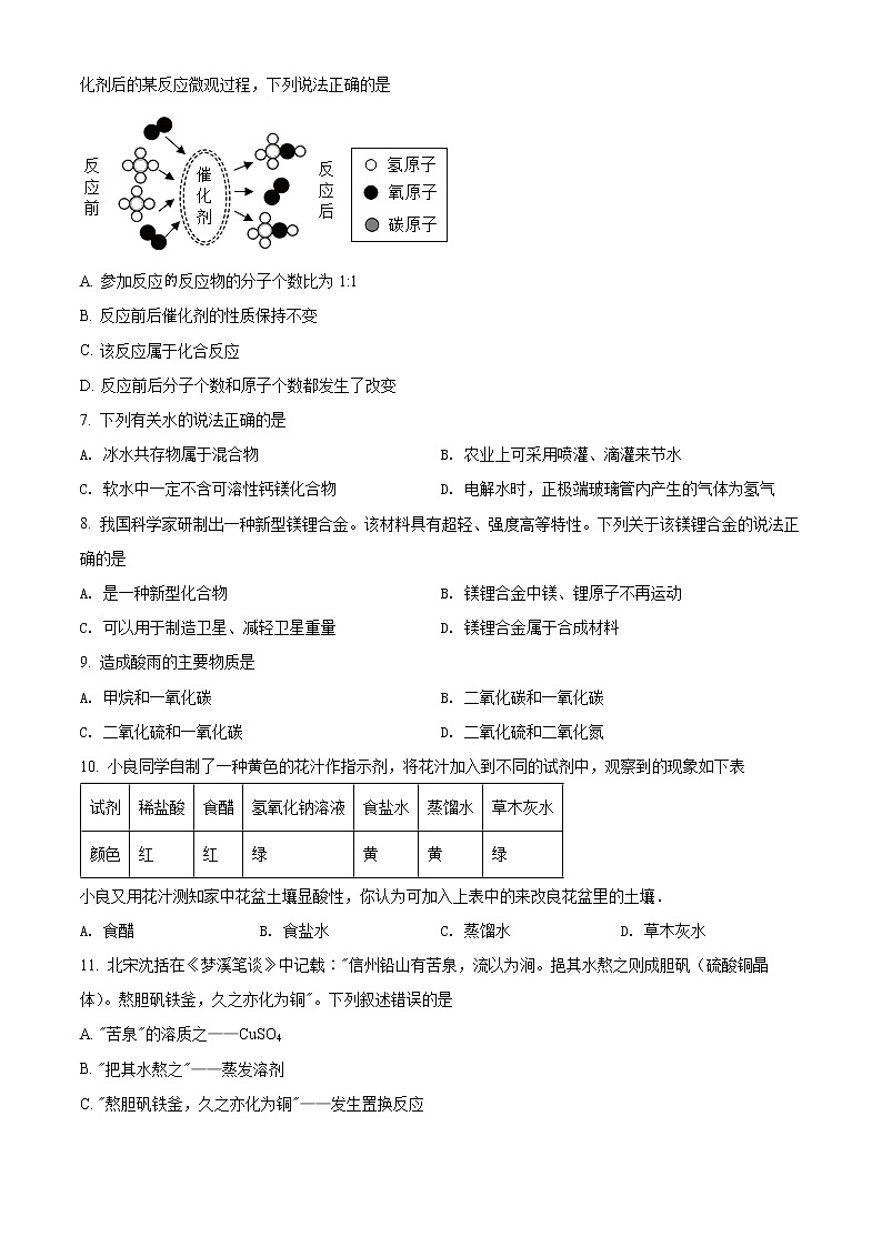2022年海南省中考模拟化学试题(四)(有答案)第2页