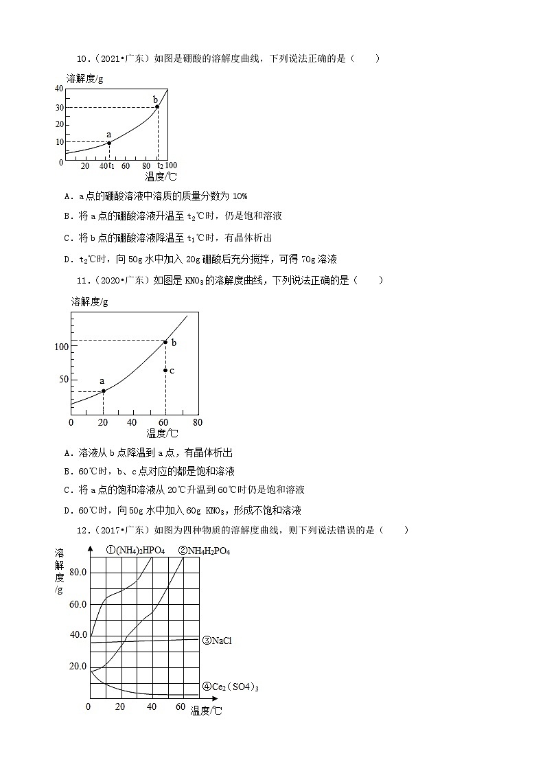 广东省卷五年(2017-2021)中考化学真题知识分类汇编03