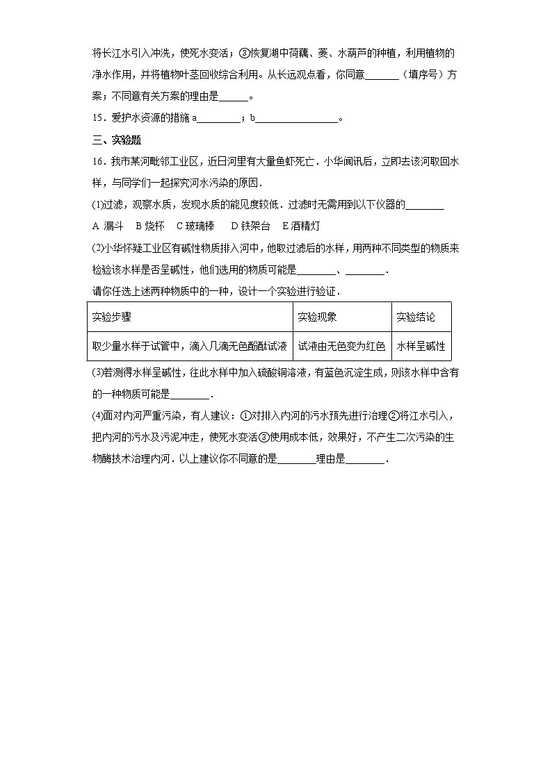 鲁教版(五四制)化学九年级全一册 6.4 化学与环境保护 同步练习(含答案解析)第3页