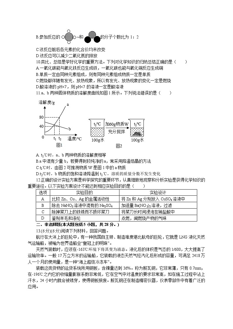 2022年安徽年中考化学模拟试卷(四)(word版含答案)第3页