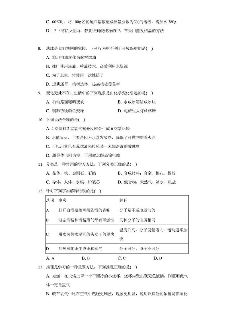 2021年河北省唐山市玉田县中考化学二模试卷(附答案详解)03