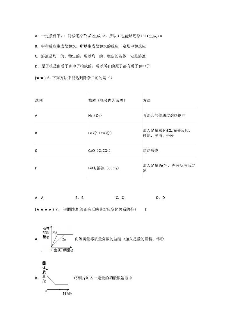 2020年河北省唐山市中考二模化学试题(无答案)02