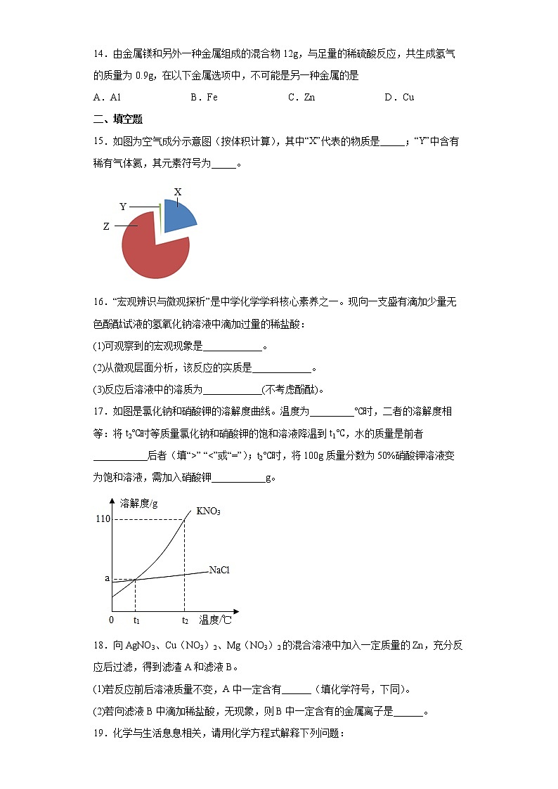 2022年河南省平顶山市郏县中招模拟试题化学(二)(word版含答案)03