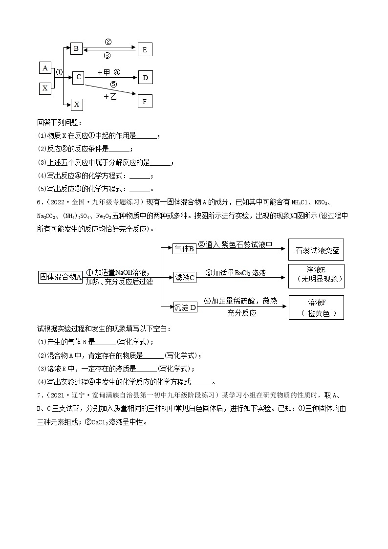 2022年中考化学冲刺复习-推断题突破口专项练习03