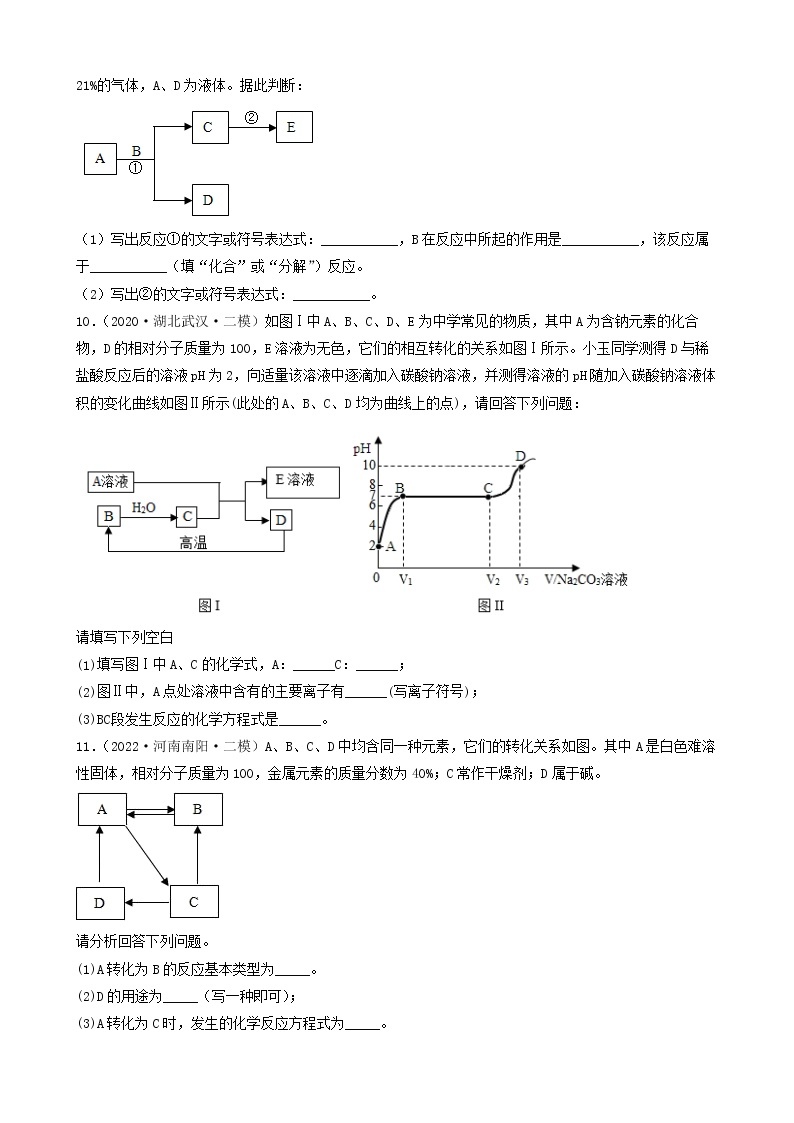 2022年中考化学冲刺复习-推断题突破口专项练习03