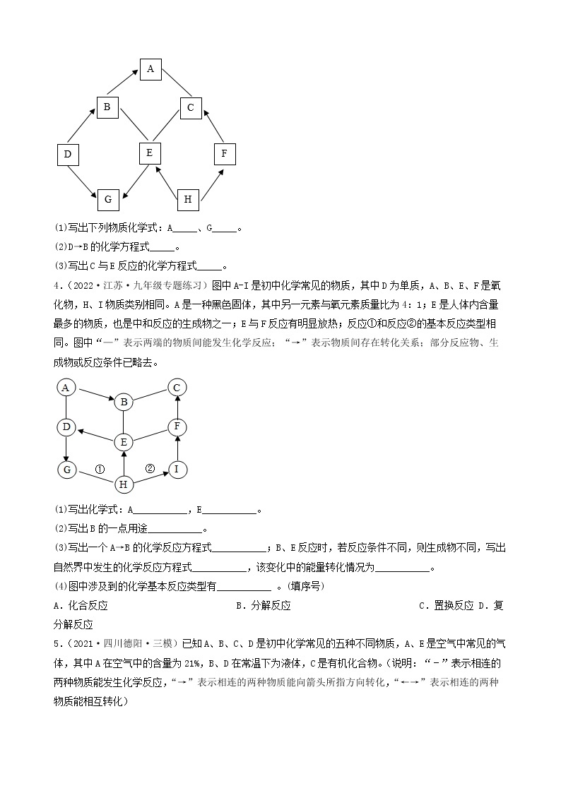 2022年中考化学冲刺复习-推断题突破口专项练习02