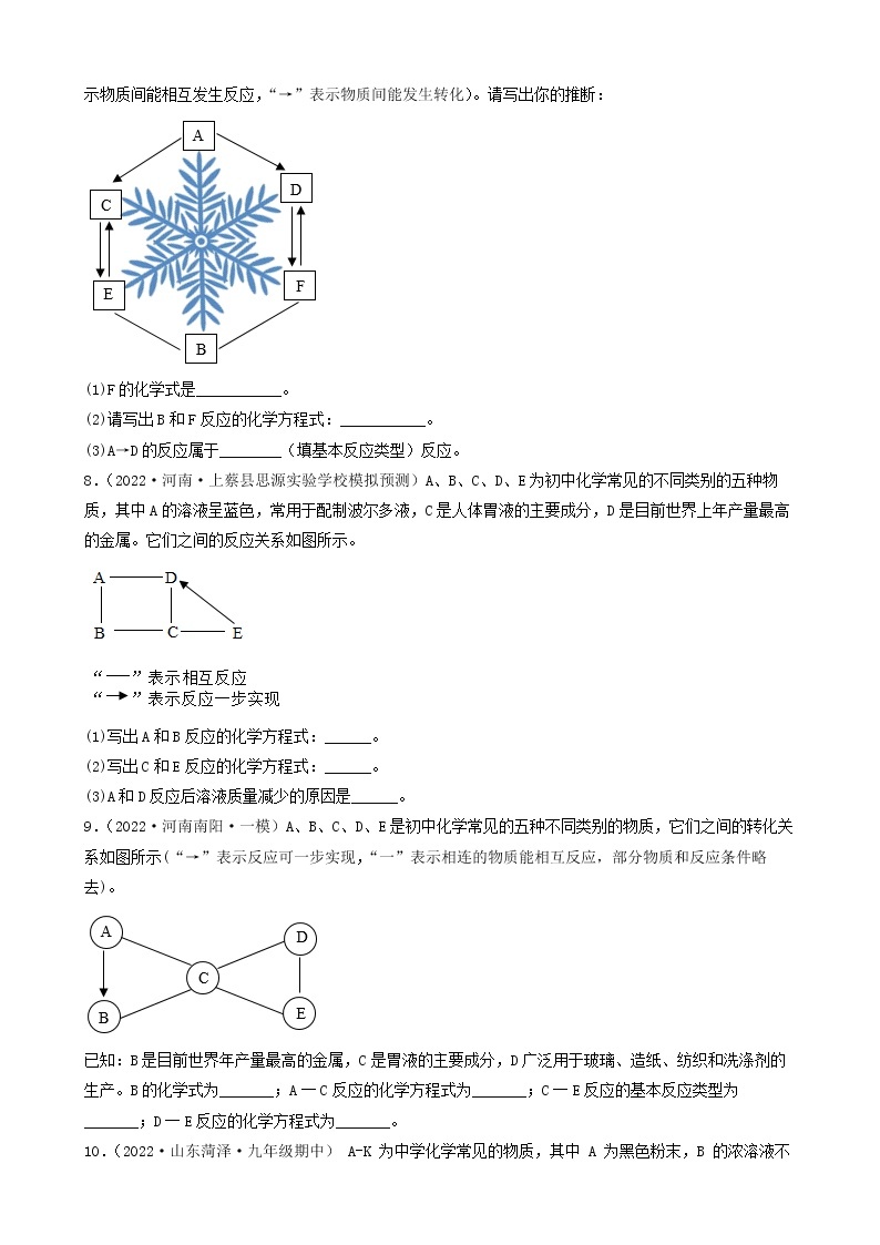 2022年中考化学冲刺复习-推断题突破口专项练习03