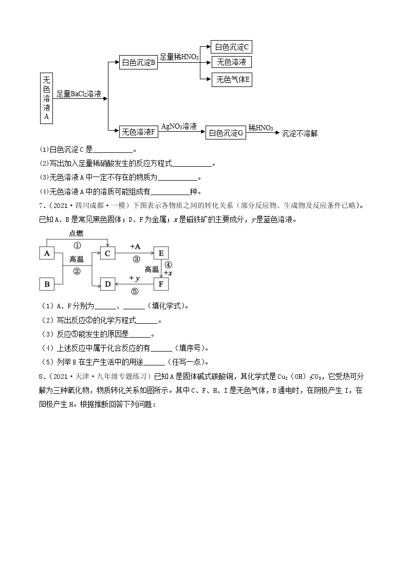 2022年中考化学冲刺复习-推断题突破口专项练习03