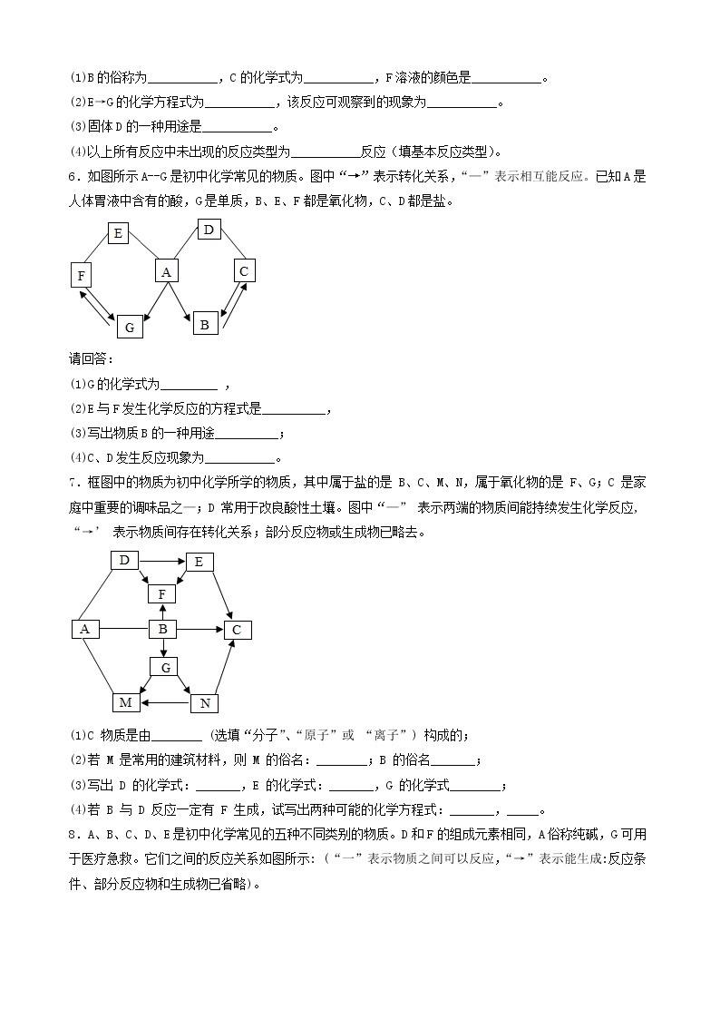 2022年中考化学冲刺复习-推断题突破口专项练习03