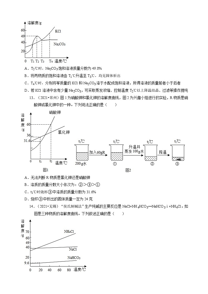江苏省13市2021年中考化学真题知识分类汇编03