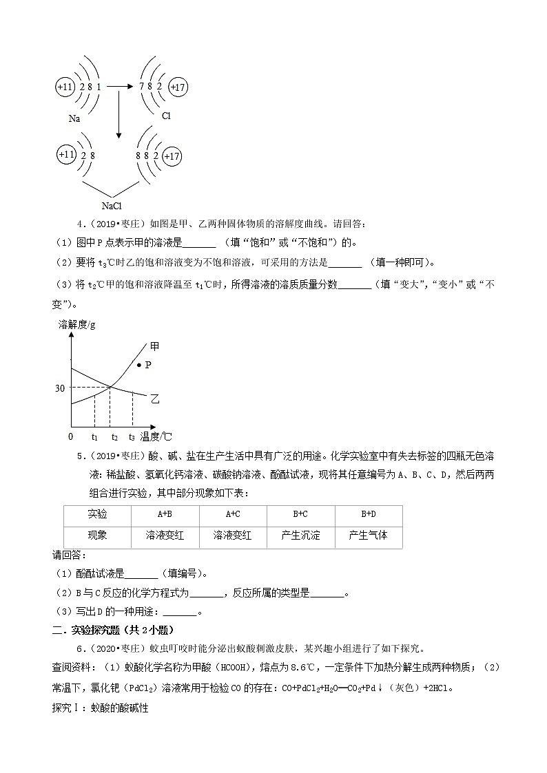 山东省枣庄市三年(2019-2021)中考化学真题知识分类汇编-非选择题第2页
