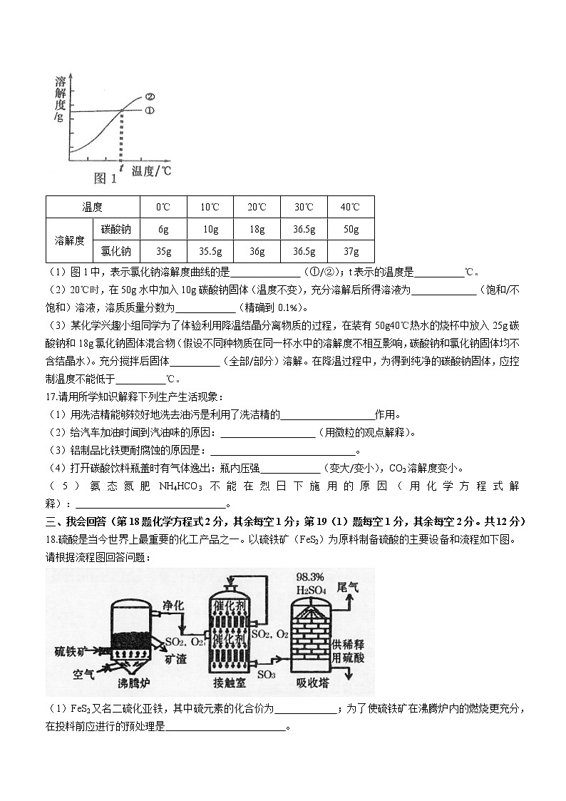 2022年广西贵港市覃塘区九年级总复习训练(三模)化学试题(word版含答案)03