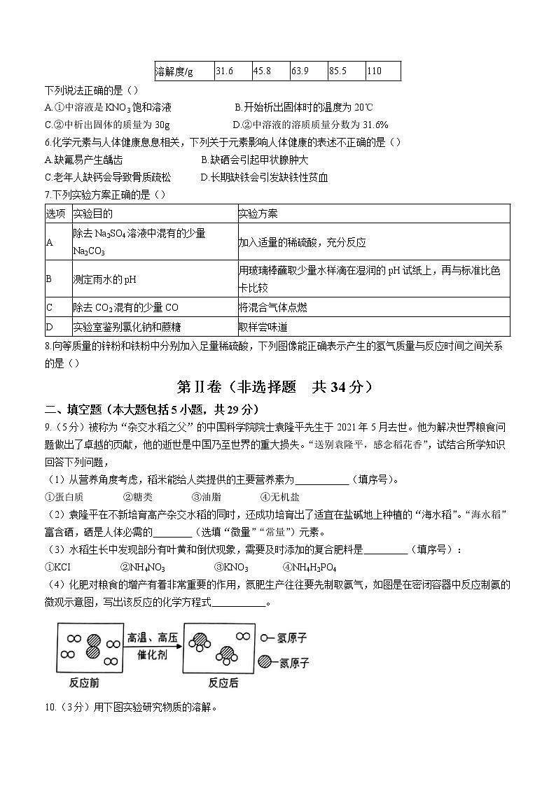2022年山东枣庄峄城区中考二模化学试题(word版无答案)02