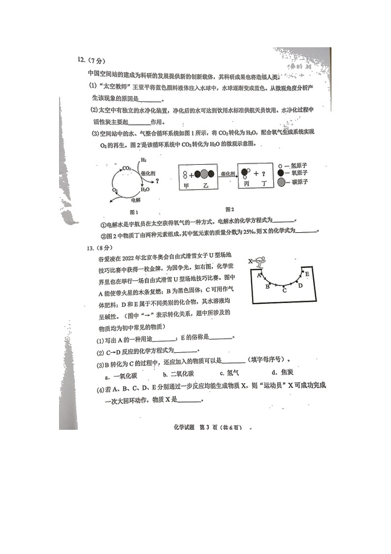 2022年福建省泉州市南安市初中学业质量检查化学试题(含答案)第3页