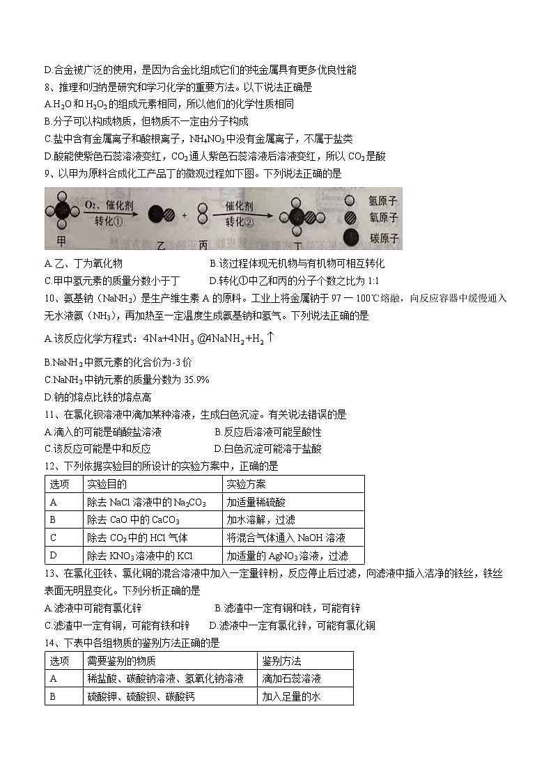 2022年辽宁省鞍山市立山区中考二模化学试题(word版含答案)02
