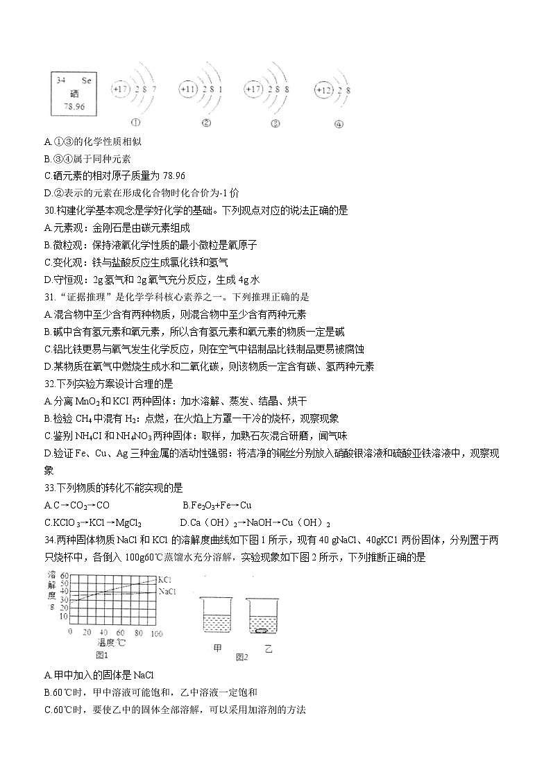2022年江苏省连云港市赣榆区中考二模化学试题(word版无答案)02