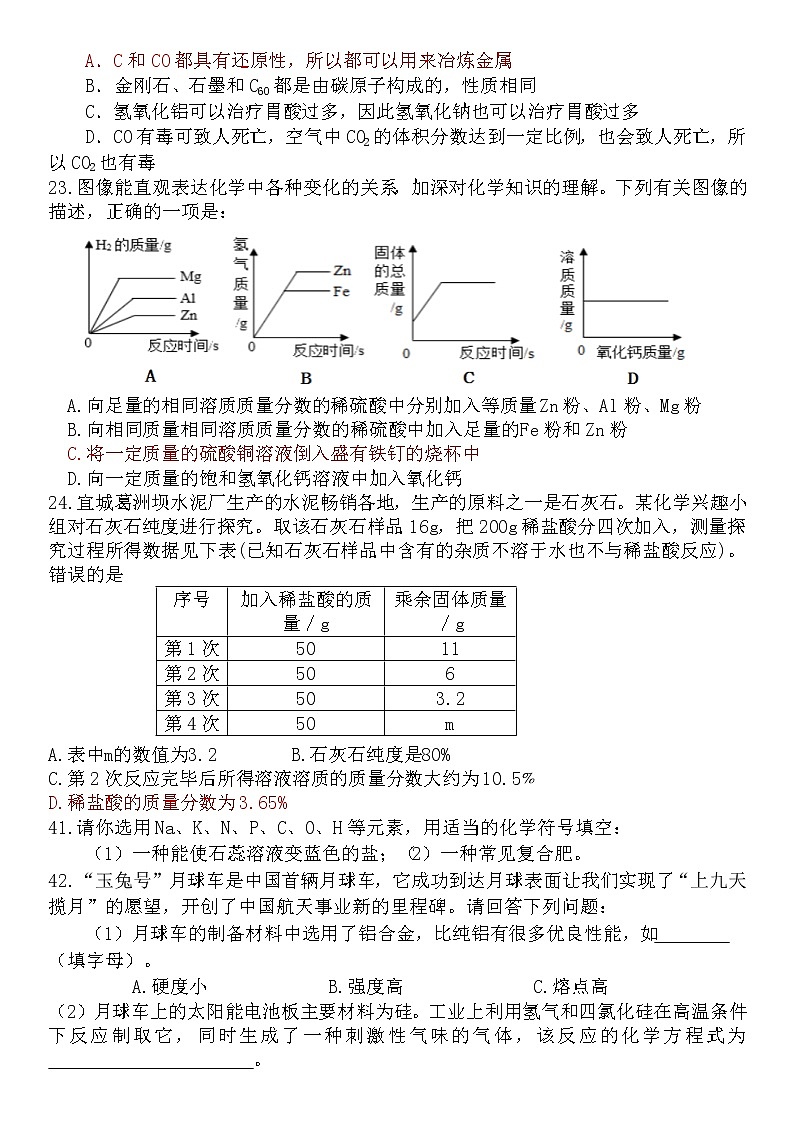 2022年湖北省襄阳市宜城市中考模拟化学试题(含答案)第2页