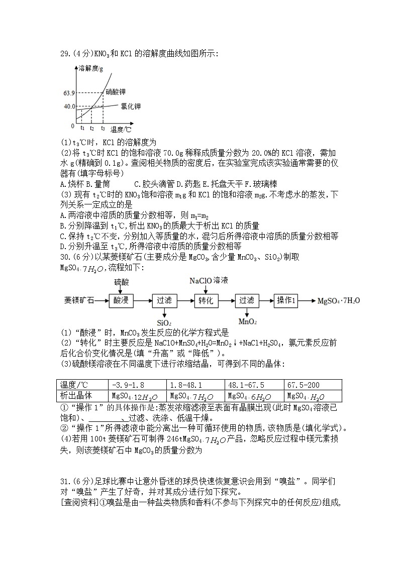 2022年湖北省武汉市中考适应性考试化学试卷(含答案)第3页