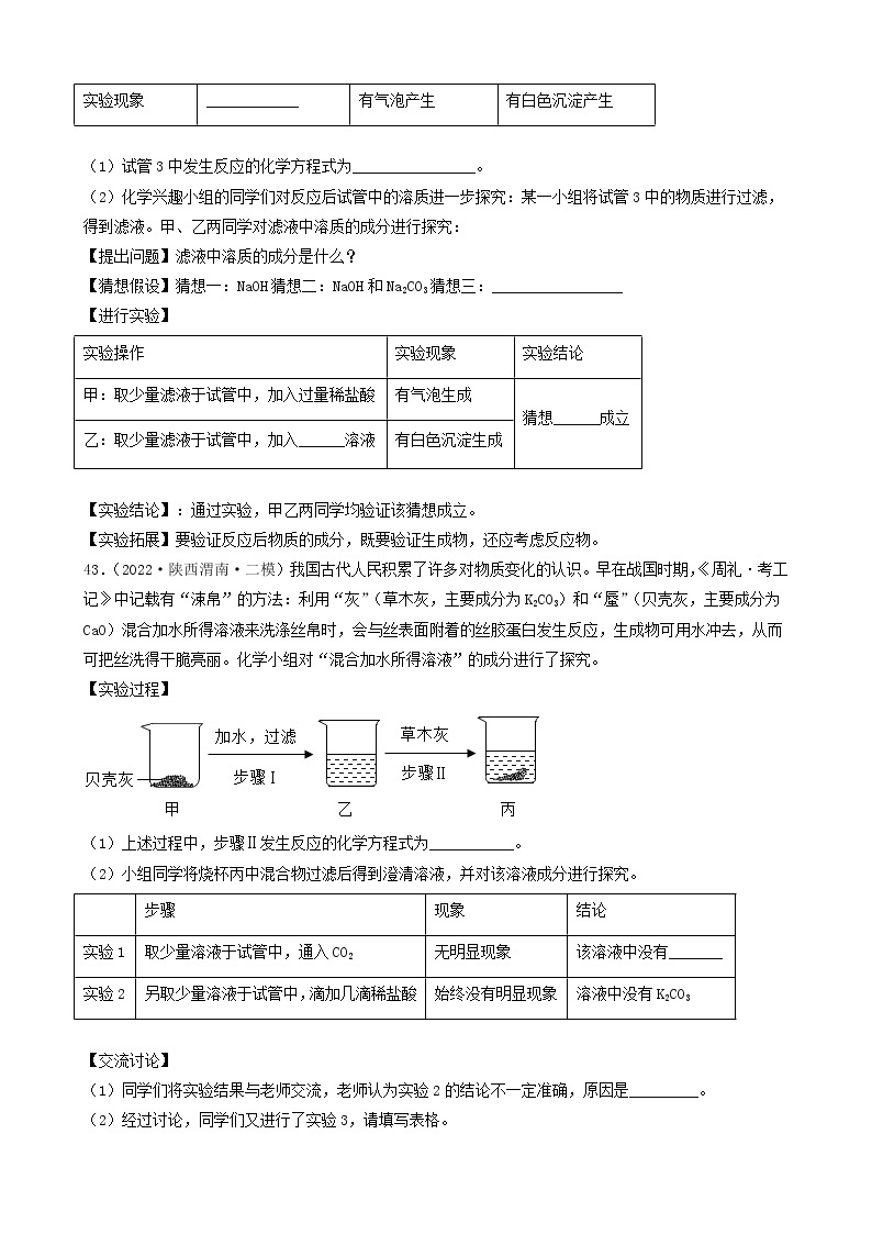 2022年中考化学冲刺必刷100题-科学探究题之实验的设计与操作02