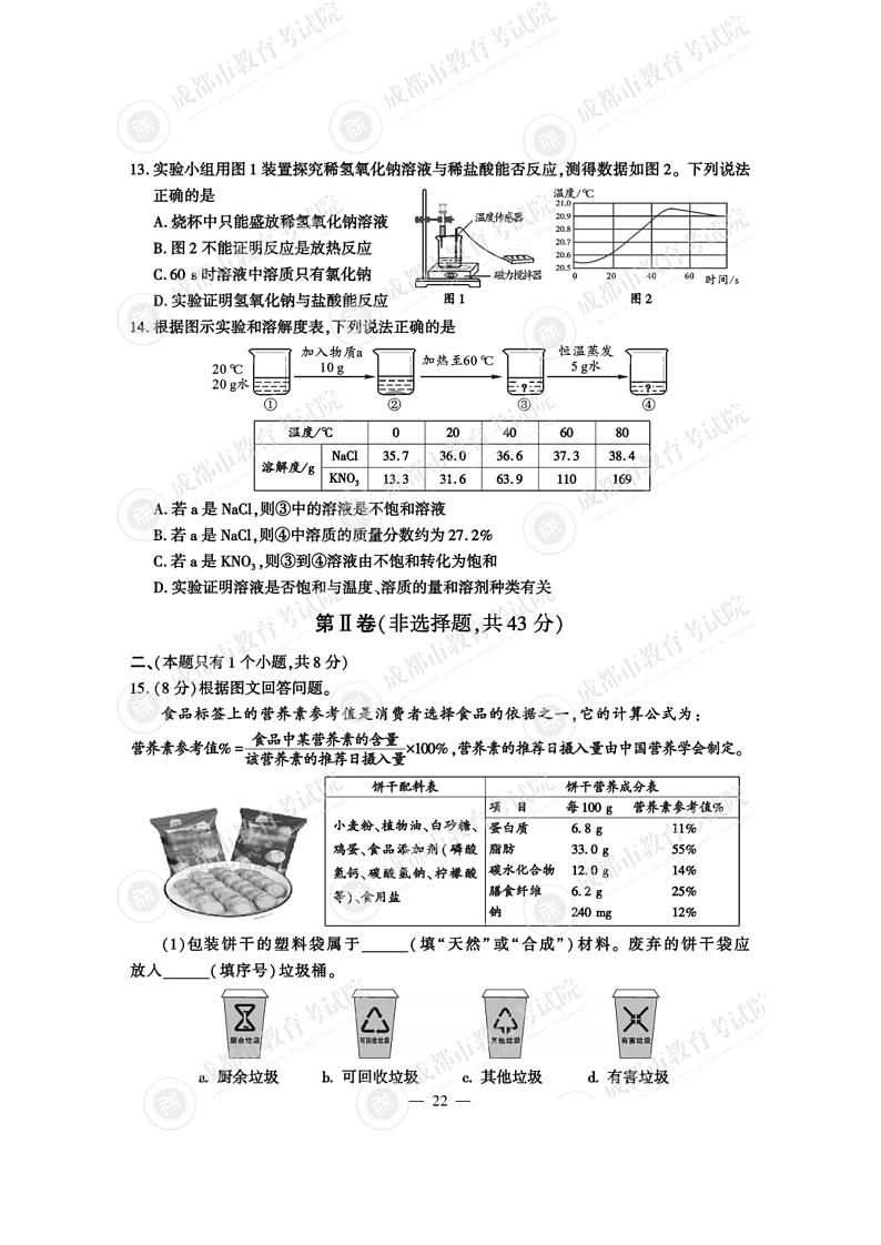 2022年四川省成都市中考化学真题无答案第3页