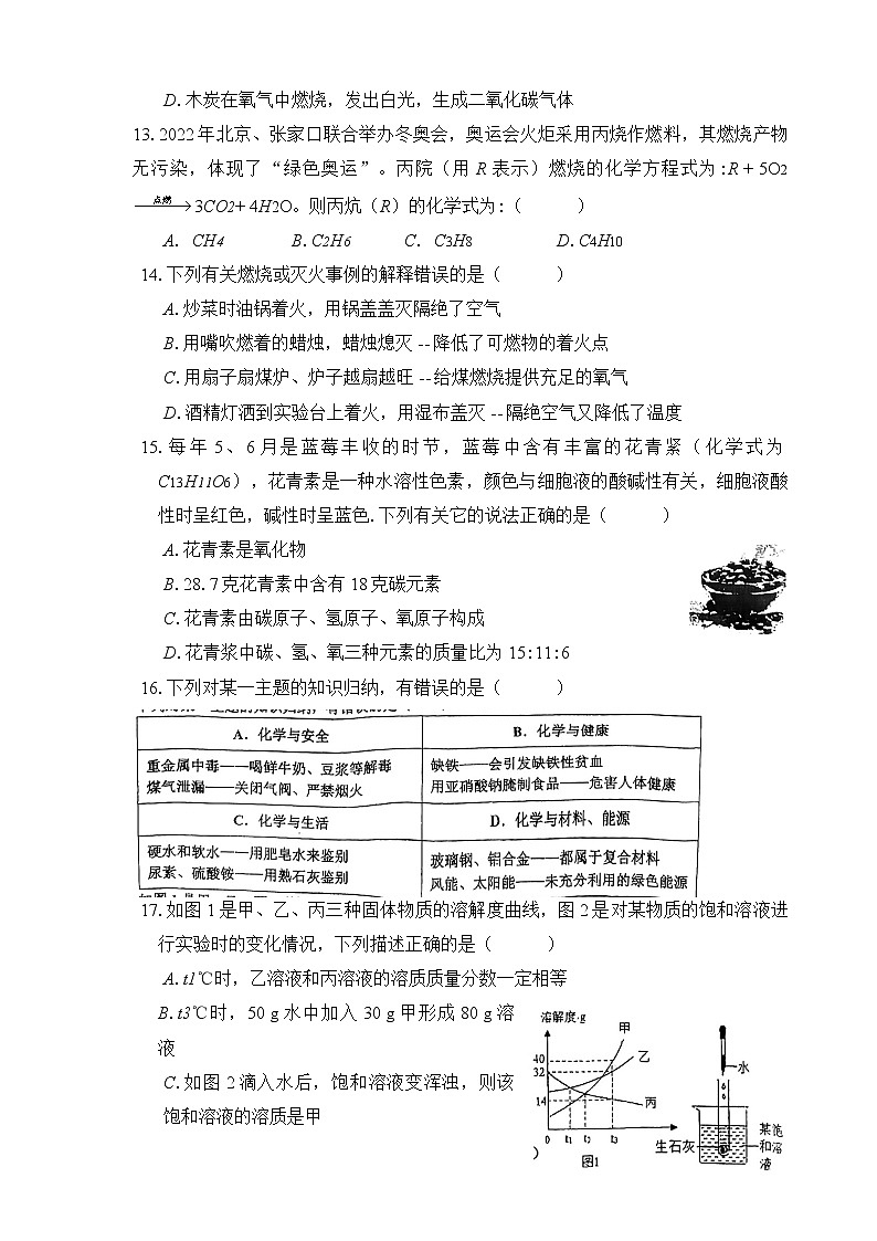 2022年广西南宁市三美学校初中学业水平模拟考试化学试卷(一)(word版无答案)03