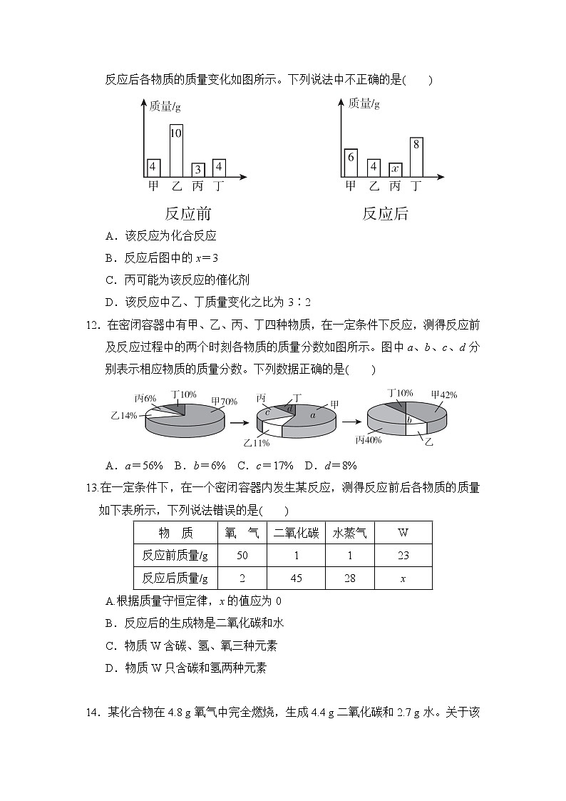人教版化学九年级上册第五单元测试卷  带答案第3页
