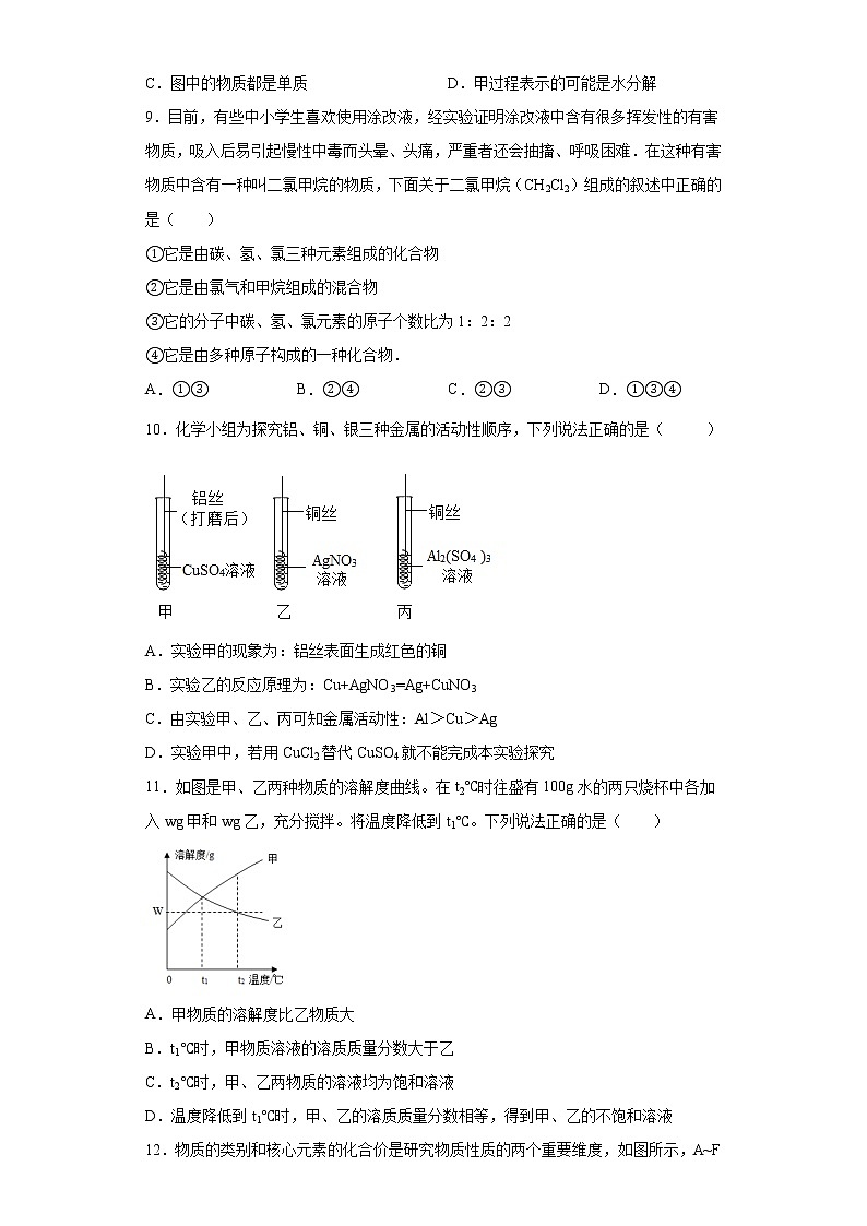 2022年安徽省滁州市第五中学中考第三次质检化学试卷(word版含答案)03